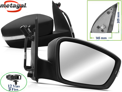 Retrovisor Ext Gol/Saveiro 13/ 2P LD (Elétrico Preto C/Seta)