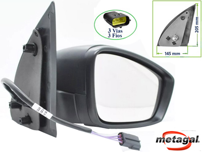 Retrovisor Ext Saveiro 09/12 LD c/c (Elétrico Preto S/Seta)