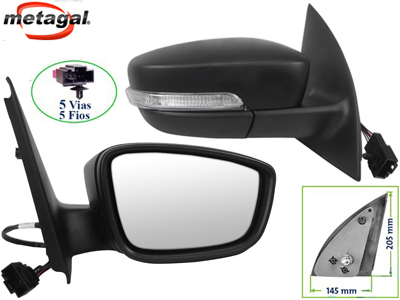 Retrovisor ext saveiro 09 12 ld c c eletrico preto c seta