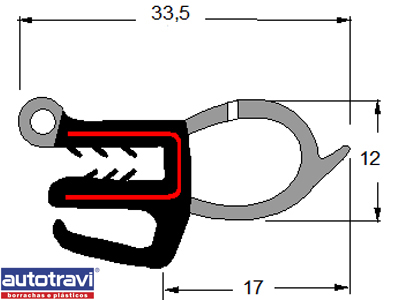 Borracha Tampa Traseira Universal Perfil Alto C/Aba