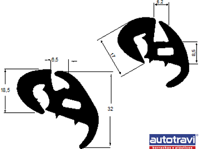 Borracha Parabrisa F-100/1000/21000 72/92 (S/Encaixe Friso)