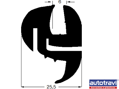 Borracha Vigia Corcel /77 2P (C/Encaixe Friso Alumínio)