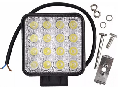 Farol Auxiliar Universal Milha Quadrado (16 Leds, 48W)