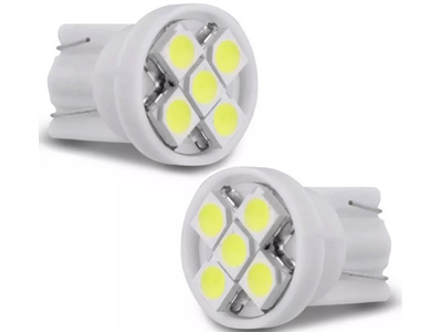 Lâmpada Esmagada Grande T10 Reta Led Branco (12V - 5 Leds)