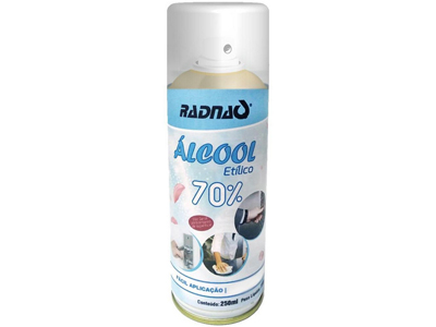 Alcool em spray etilico 70 250 ml 150 gramas