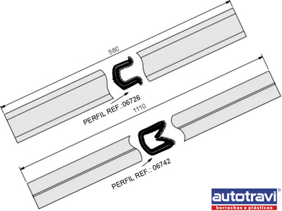 Canaleta Fusca/Kombi Clipper (2 Peças)