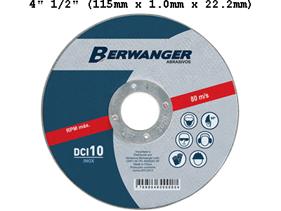 Disco Corte Berwanger DCI10 4" 1/2" (115mm x 1.0mm x 22.2mm)