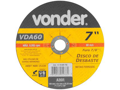 Disco Desbaste Vonder 7" (180mm x 6.4mm x 22.23mm)