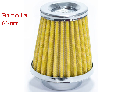 Filtro esportivo conico mono fluxo amarelo 62mm 9 0cm