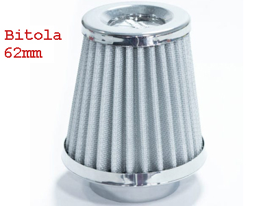 Filtro esportivo conico mono fluxo branco 62mm 9 0cm