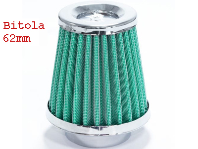 Filtro esportivo conico mono fluxo verde 62mm 9 0cm