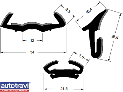 Canaleta corcel belina 77 2p c pestana externa 6 pecas