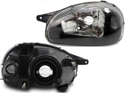 Farol Corsa 00/10 LE (Carcaça Preta, Negra, Pisca Cristal)