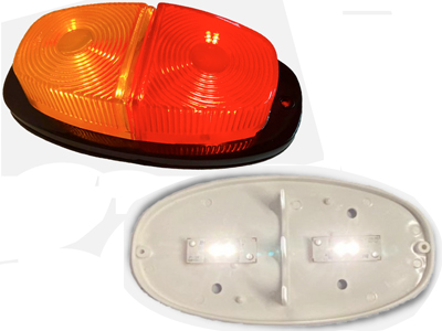 Lanterna reboque tipo canoinha bicolor tras led pequena