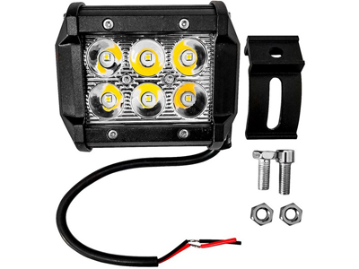 Farol Auxiliar Universal Milha Retangular (6 Leds, 18W)