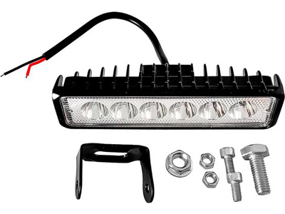 Farol Auxiliar Universal Milha Retangular (6 Leds, 18W)