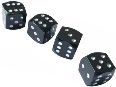 Tampa Válvula Ventil Pneu Dadinho Preto (Jogo 4 Peças)