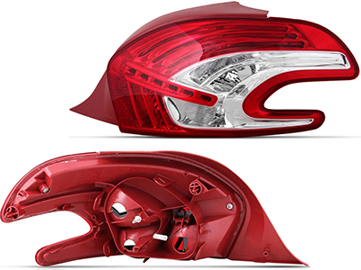 Lanterna Peugeot 208 12/20 Bicolor TD (C/Led,Borda Vermelha)