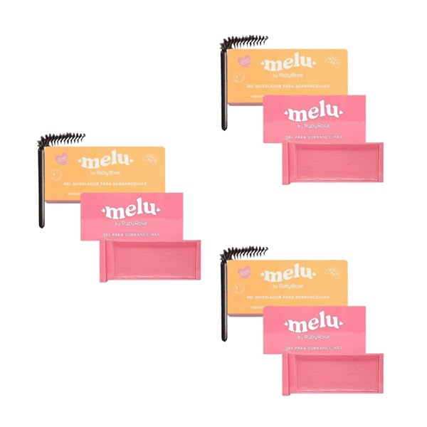 KIT 3 GEL MODELADOR PARA SOBRANCELHAS MELU RUBYROSE 10g