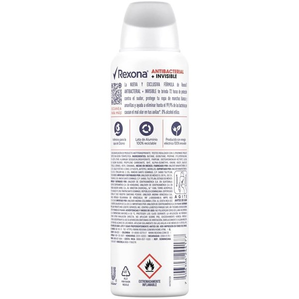 Desodorante Antitranspirante Rexona Feminino Aerosol Antibacterial + Invisible 150ml