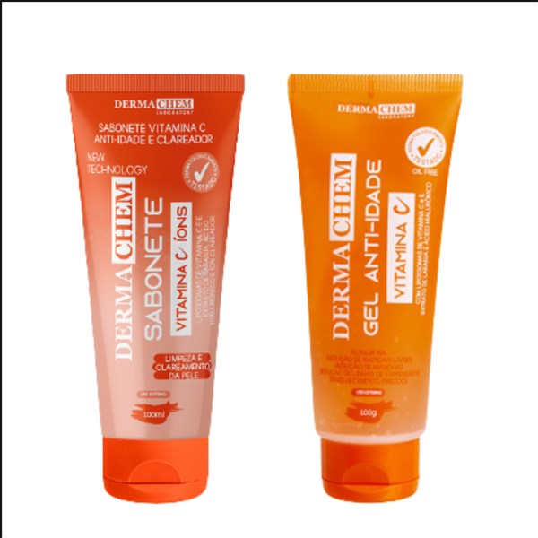 KIT VITAMINA C ANTI-IDADE - GEL ESFOLIANTE e SABONETE - DERMACHEM