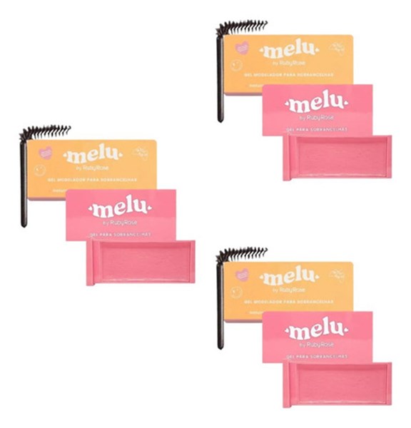 KIT 3 GEL MODELADOR PARA SOBRANCELHAS MELU RUBYROSE 10g