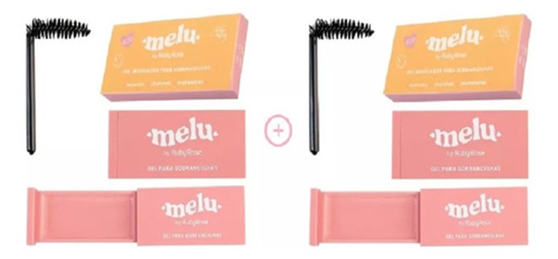 KIT 2 GEL MODELADOR PARA SOBRANCELHAS MELU RUBYROSE 10g