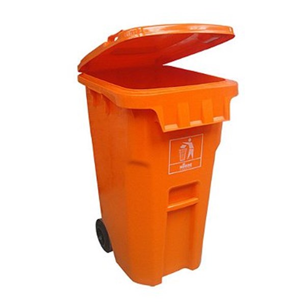 COLETORA PLASTICA 240L. C/RODAS (MOD. EUROPEU) LARANJA - NOBRE - REF.:39839