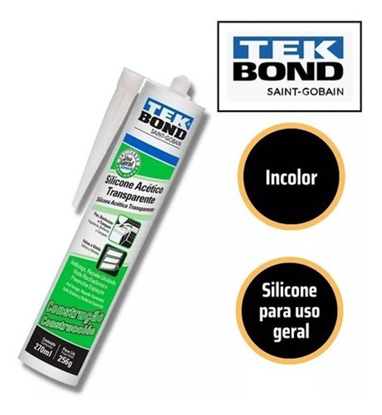 Silicone Acético Transparente Tubo 256g/270ml Tek Bond