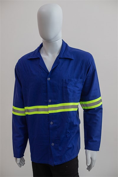 CAMISA BRIM ROYAL  ABERTA MANGA LONGA C/ FAIXA REFLETIVA