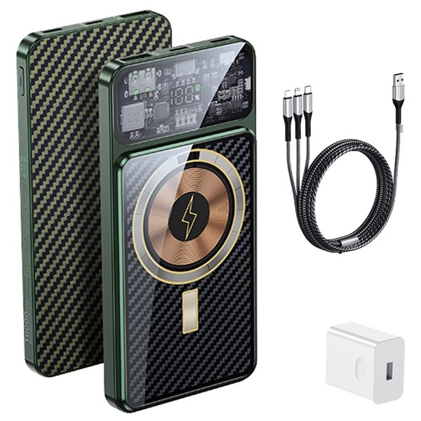 BATERIA PORTÁTIL 10000 MAH + WIRELESS CHARGER +3 SAÍDAS - GOLD