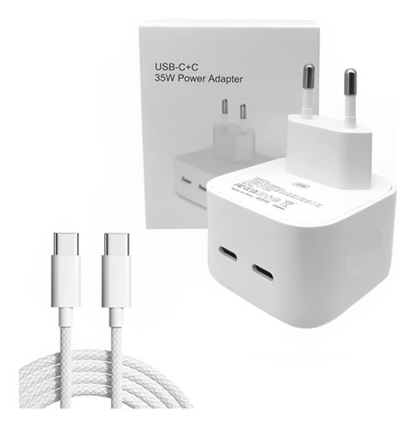 CARREGADOR COMPLETO IPHONE 35W + 2 SAÍDAS USB-C