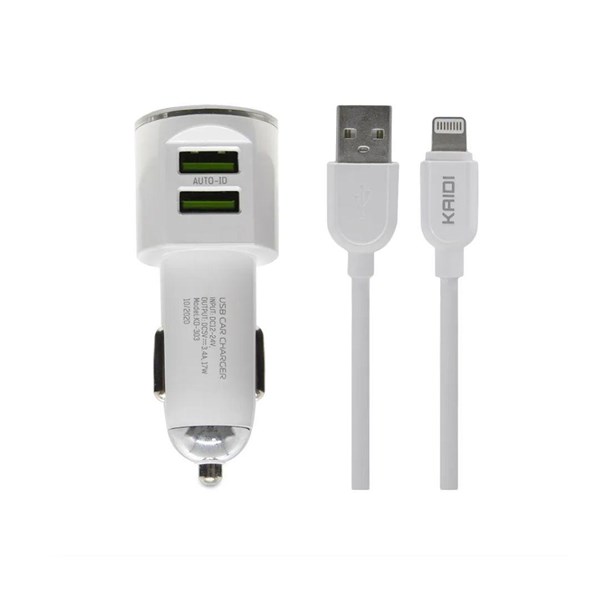 CARREGADOR COMPLETO VEICULAR 3.4A KAIDI +2 SAÍDAS (KD-303)