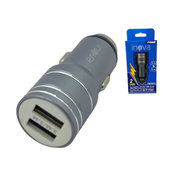 FONTE VEICULAR LELONG METALIZADA 3.4A +2 USB