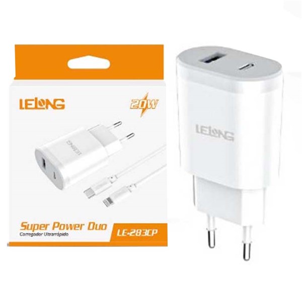 FONTE LELONG 5.1A USB-C + 1 USB (LE-283)