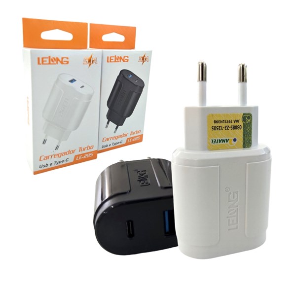 FONTE LELONG 5.1A USB-C + 1 USB (LE-283)