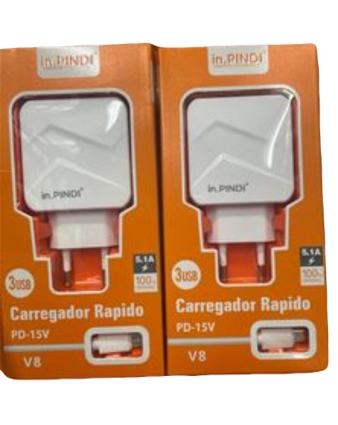 CARREGADOR COMPLETO 5.1A + 3USB INPIND - 15V