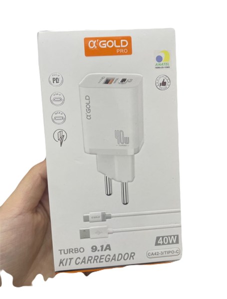 CARREGADOR COMPLETO TURBO  9.1A 40W GOLD