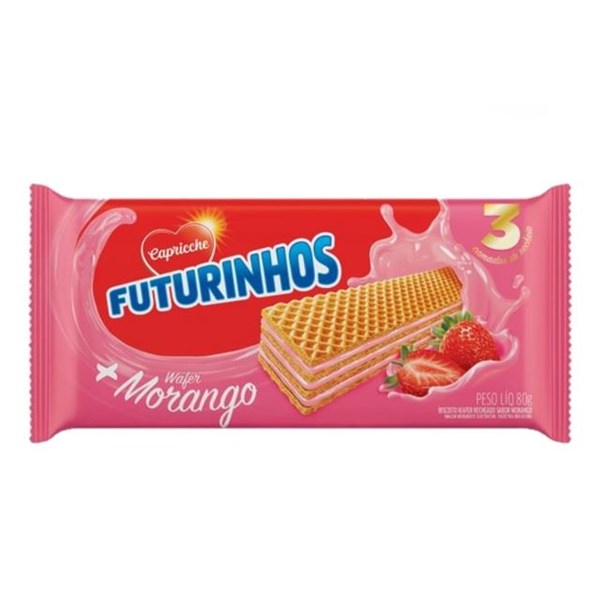 BISCOITO WAFER CAPRICCHE  MORANGO 80G