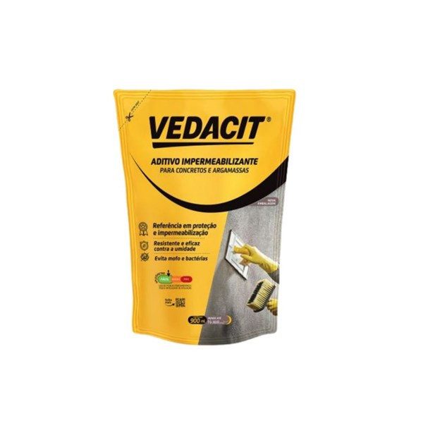 VEDACIT ADITIVO IMPERMEABILIZANTE HIDROFUGANTE ARGAMASSA CONCRETO 900ML