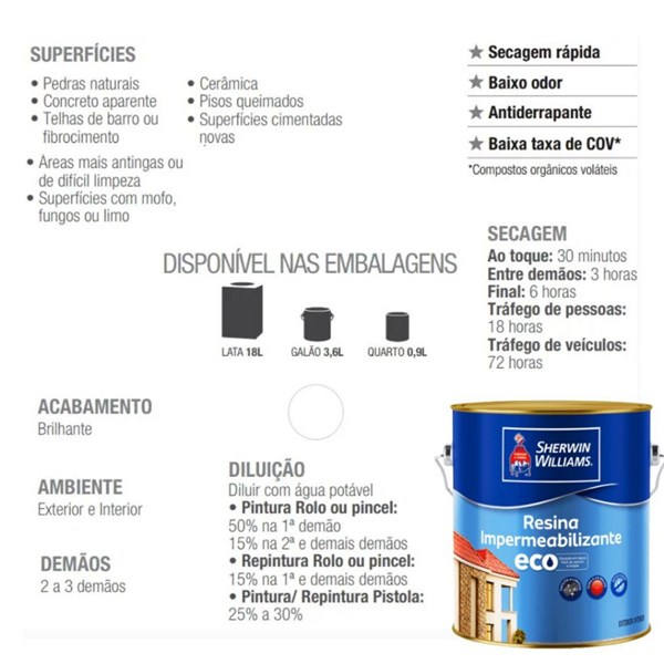 RESINA IMPERMEABILIZANTE METALATEX ECO INCOLOR BRILHANTE                  1/4-SHERWIN