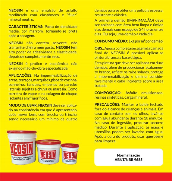 EMULSÃO ASFÁLTICA IMPERMEABILIZAÇÃO 3,5KG NEOSIN