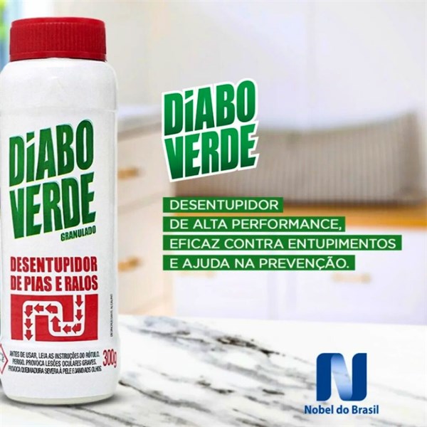 DIABO VERDE DESENTUPIDOR PIA E RALOS 300GR GRANULADO