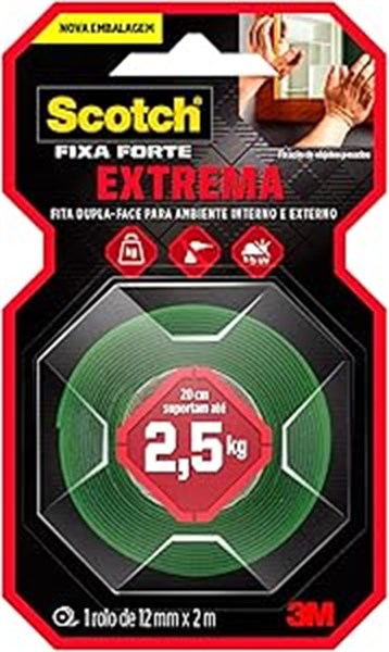 FITA DUPLA FACE SCOTCH FIXA FORTE EXTREMA 12mmx2,0m        3M