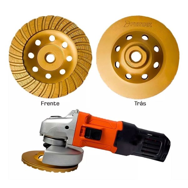 REBOLO DIAMANTADO CONCRETO ESMERILHADEIRA TURBO M14x115MM FERTAK