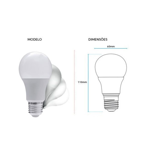 LAMPADA LED 9W LUZ BRANCA 6500K