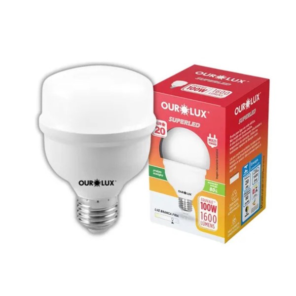 LAMPADA BULBO LED 20W BIVOLT BRANCA OUROLUX