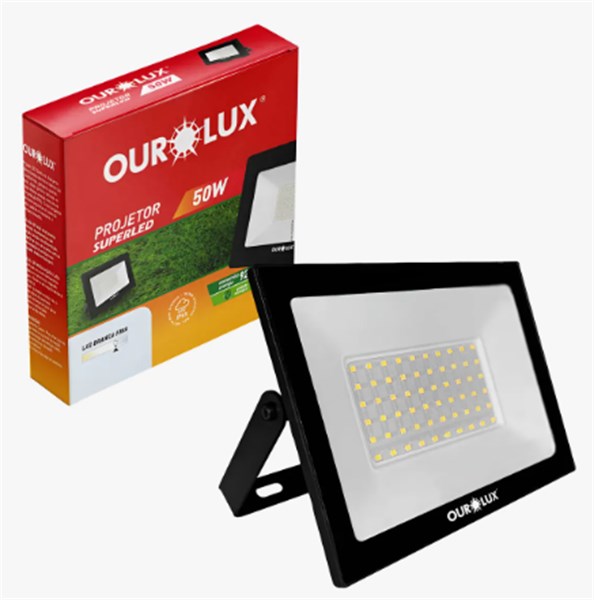 REFLETOR LED SLIM 30W BIV PRETO 6500K - OUROLUX