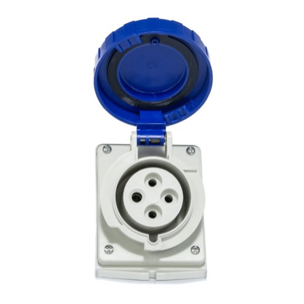 Tomada Industrial Não Metálica Sobrepor Fêmea Bipolar + Terra 16A 220/240V Azul S3006 Steck