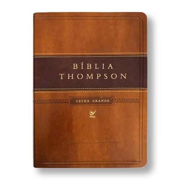 Bíblia De Estudo Thompson Letra Grande Capa Luxo Marrom Claro/Escuro Com Índice